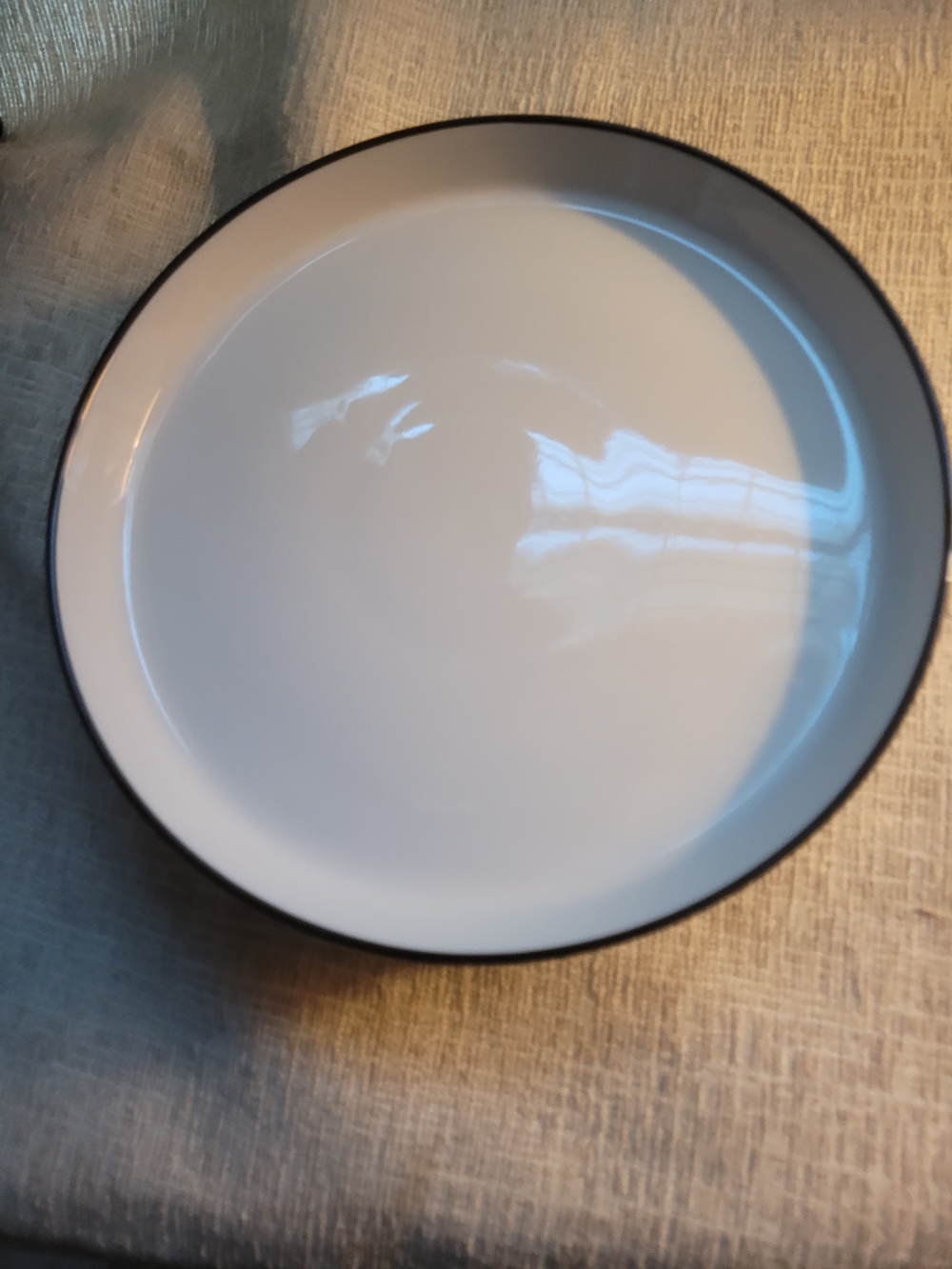 Sur La Table, salad plates, white porcelain, black rim, replacement dinnerware 4